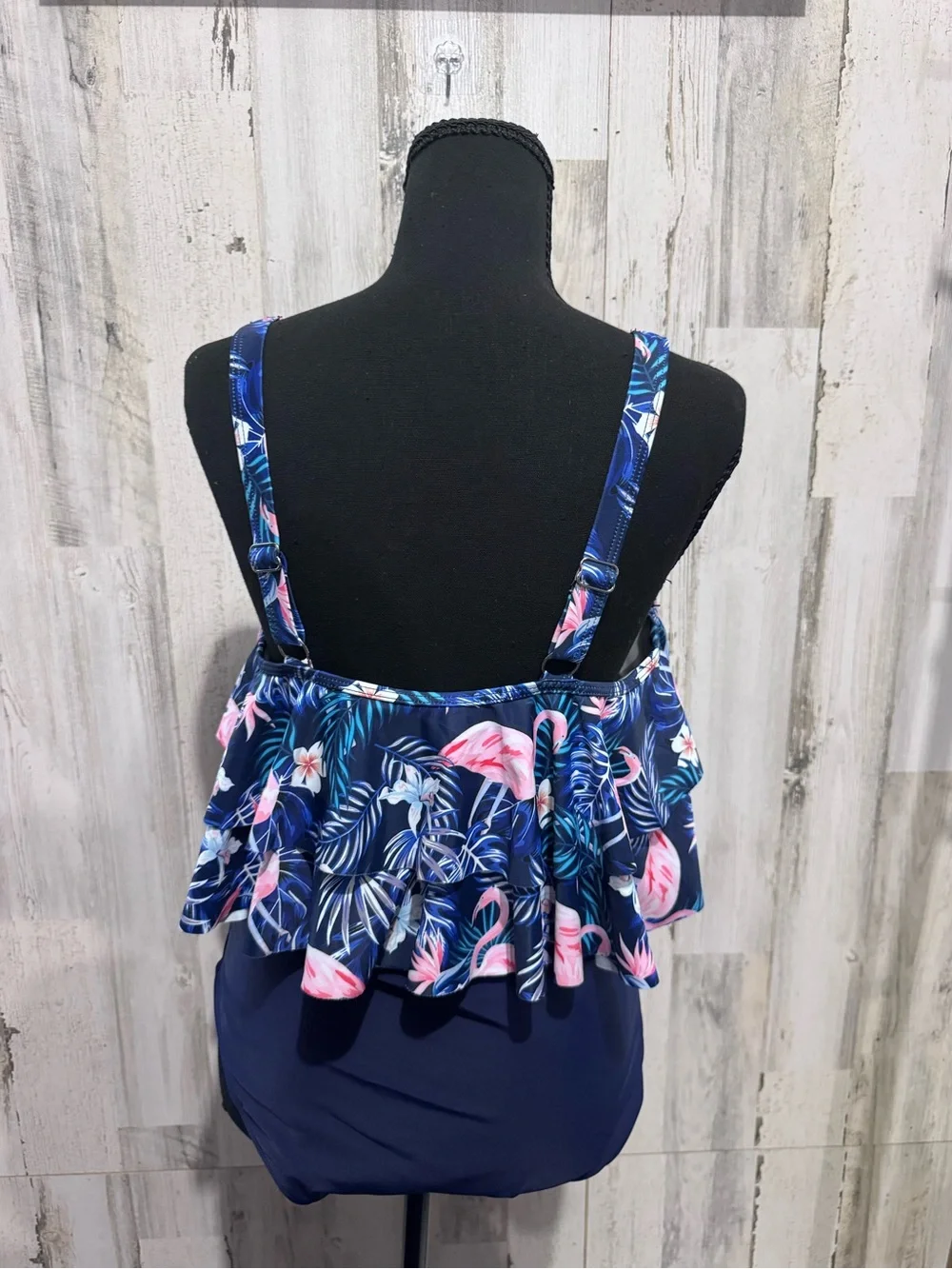 Plus Size Navy & Pink Flamingo Two-Piece Swim Bikini